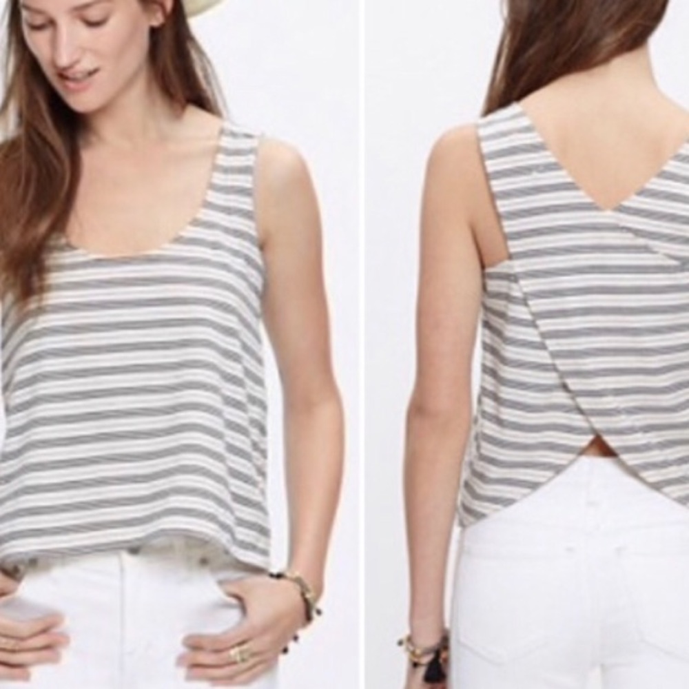 EUC Madewell Cross Back Tank in Stripe (Size S)
